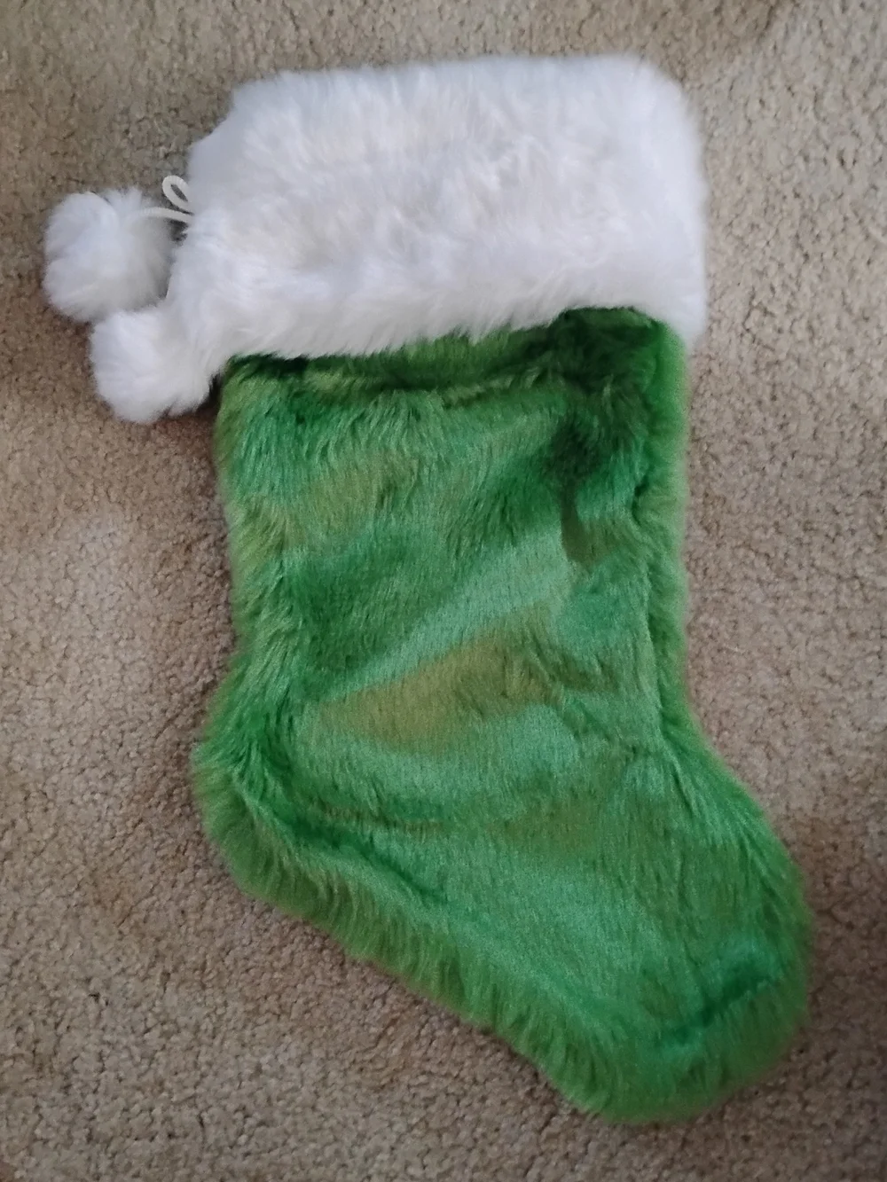 Brand New Pair of Fuzzy Holiday Stockings in Green and Pink